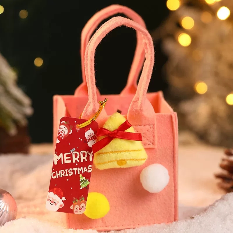 Christmas Felt Gift Bags With Plush Holiday Ornaments For Seasonal Gifting