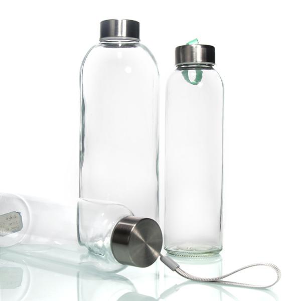 Outdoor 35ml 500ml Round Sports High Borosilicate Glass Water Bottle With Silicone Sleeve