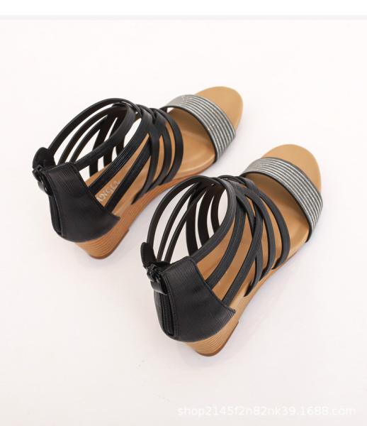 BS120 Slope Heel Roman Sandals Women'S New Bohemian Ethnic Style Retro Open Toe Holiday Travel Women'S Shoes