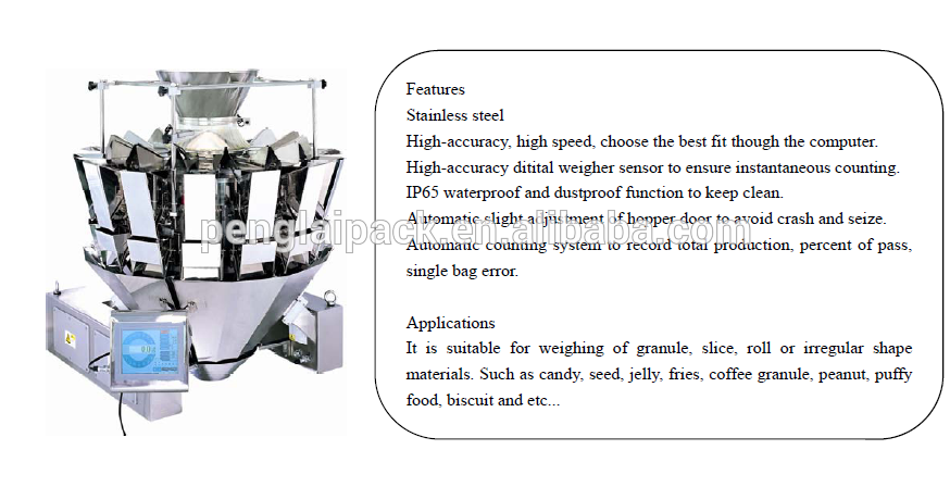 Advanced Full Automatic Multi Function Ten Heads Coffee Bean Snack Candy Rice Sugar Salt Chips Food Packaging Machine