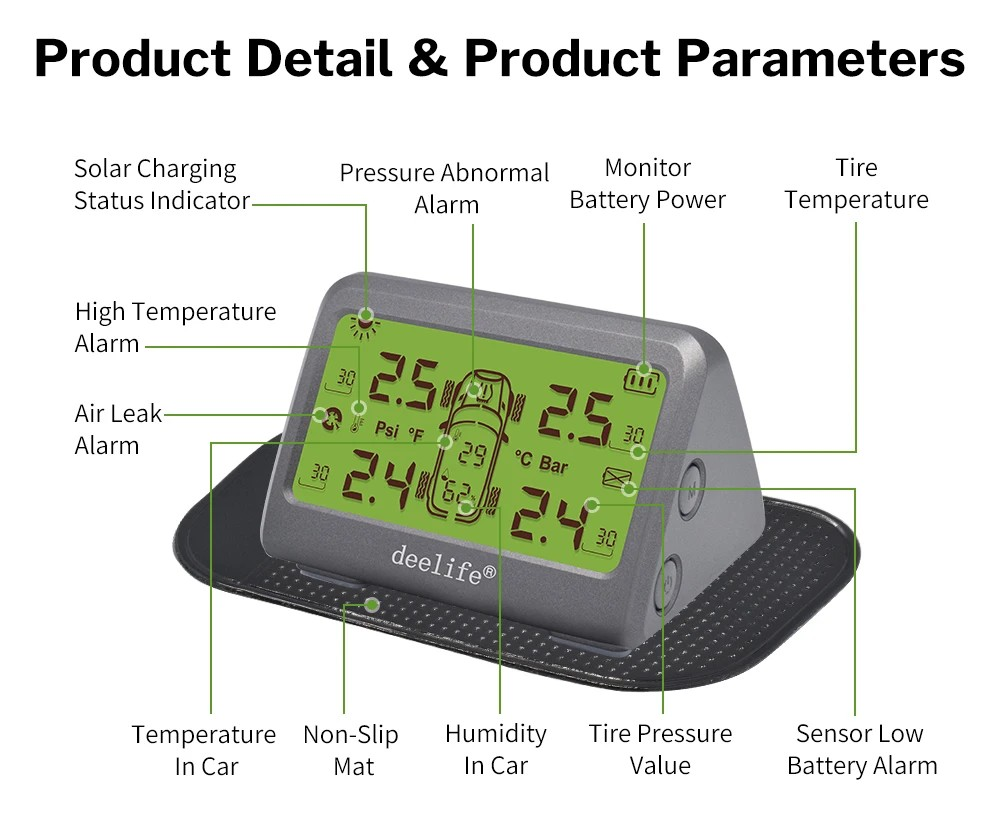 MY66T Car TPMS Humidity Monitoring Tire Pressure 433MHz External Sensor