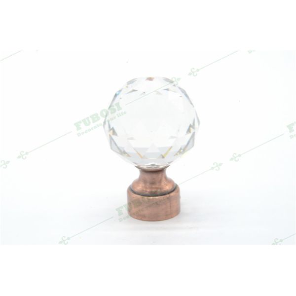 Decorative Round Ball Glass Curtain Rod End Caps Simple Design