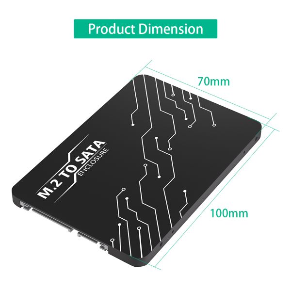 M.2 Adapter to 2.5 SATA Enclosure, B & M Key  Based NGFF Converter to 2.5 Inch  3.0 Card Support  Hard Drive with  Case