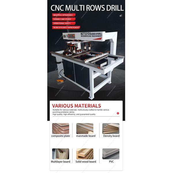 2 Head Multi Boring Machine for Wood Panel Board Drilling in Furniture Cabinet Door