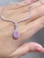 1.97ct Colchões de diamante de laboratório Colar de pêra de corte cor rosa personalizado