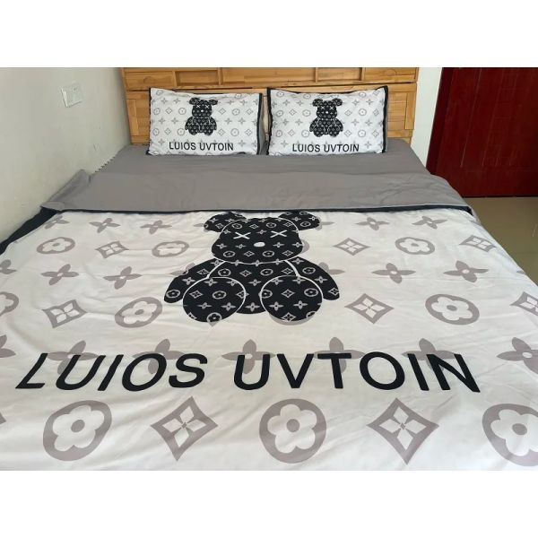 180GSM dibujos animados cabeza de oso blanco diseño de osos ropa de cama conjuntos de colección de ropa de cama cubierta de cama de cama almohadilla