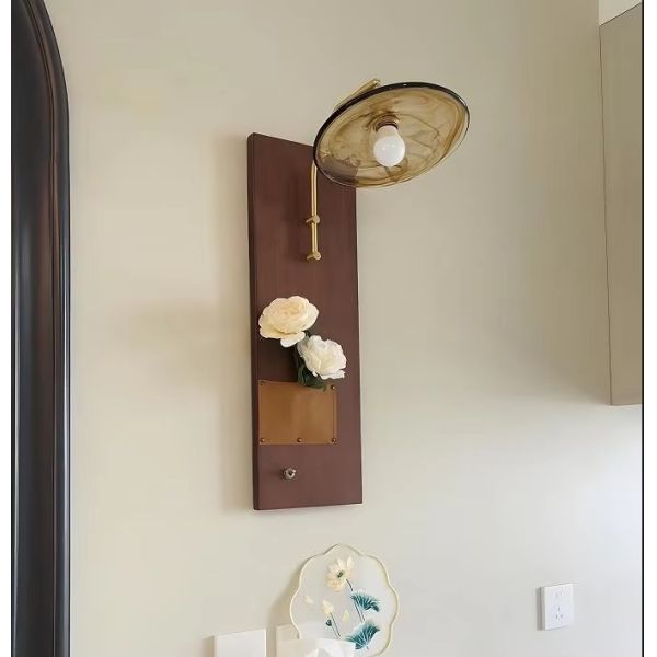 Japan Retro  Art Iron Glass Wood LED Decor Wall Lamp (WH-VR-127)