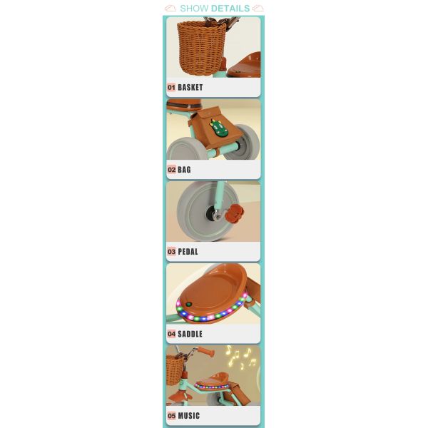 Новая мода Большие дети Трицикл Баланс Трицикл 12-дюймовый Эргономичный дизайн