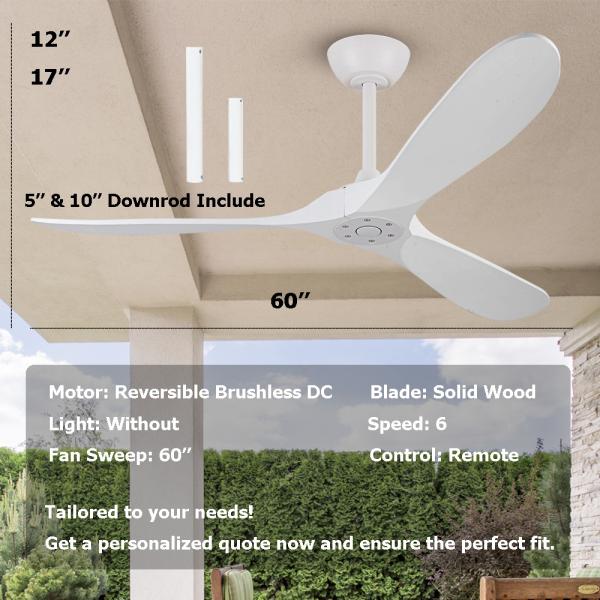 Ventilateur de plafond à LED moderne à 3 lames de bois