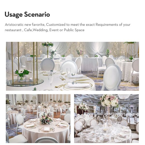 Sillas de banquete de aluminio de oro sillas de salón de baile de color blanco personalizadas