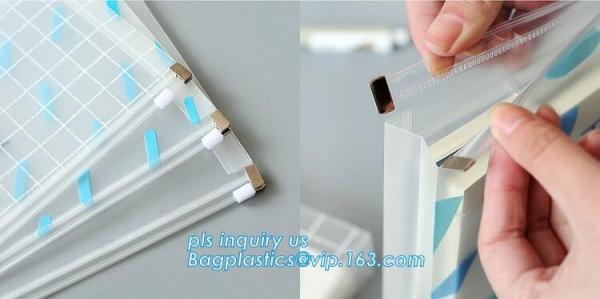 PE & PP double slider wholesale pe plastic file pouch with zipper, PP Plastic Slider Zip Lock A4 Doucment Files Holder B