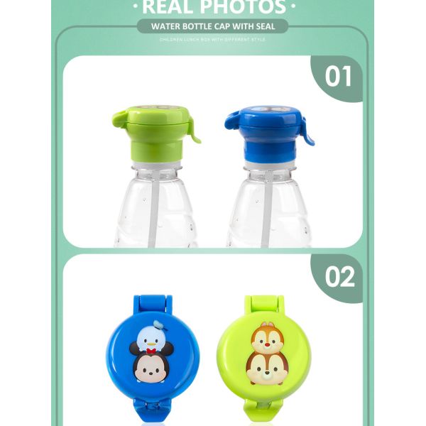 Cartoon design wholesale child resistance cap cute plastic water bottle caps with straw