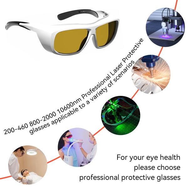 Laser protective glasses certified laser protection laser protection glasses 200-460nm 800-2000nm 266nm 488nm 808nm Yellow Laser 1510nm laser protection sheet co2 laser protection glasses co2 laser