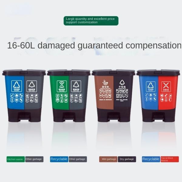 Outdoor Sanitation Household Pedal Type Dry and Wet Separation Double Bucket School Rural Plastic Sorting Trash Can