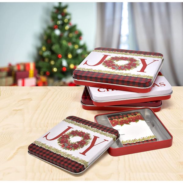 Christmas Gift Card Tin Gift Box Storage Container With Lids Gifts Wrap