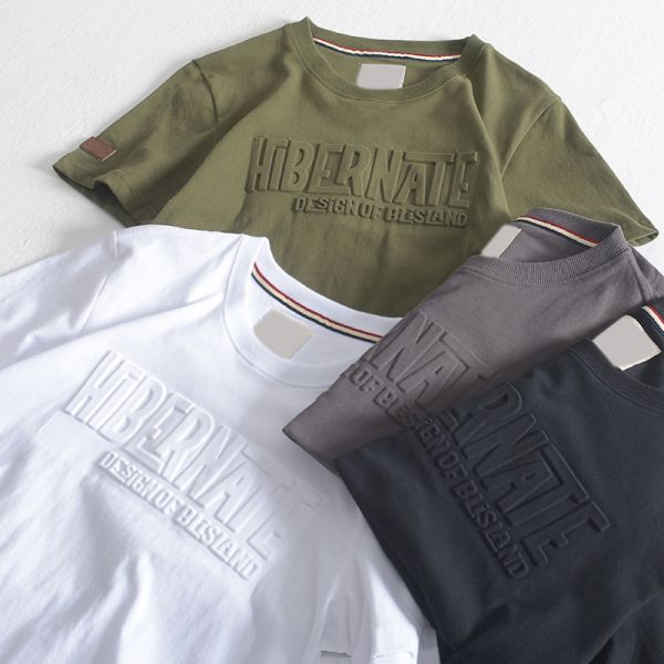 Custom 3d Emboss Printing t Shirt 100% Cotton Tee Print Logo Graphic Letter Short-sleeve t Shirt for Men