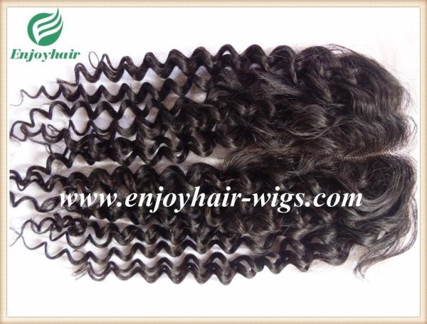 Lace top closure 4''x4'' ,malaysian virgin hair natural color curly 10''-24''length