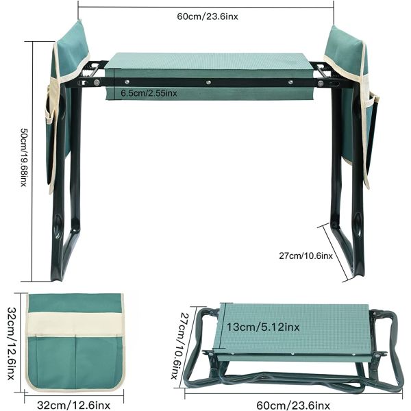 Garden Kneeler And Seat With Tool Pouch, Portable Folding Garden Stool, Heavy Duty Gardening Kneeling Bench