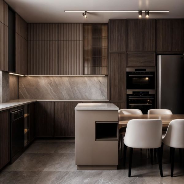 Kitchen Storage Wood Grain Modular Kitchen Cabinets Complete Sets