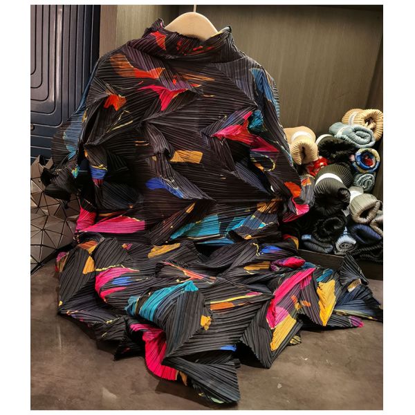 Casual Printed Dress High-End Waist Lace-Up Pleated Long Skirt for Spring European American Cross-Border New