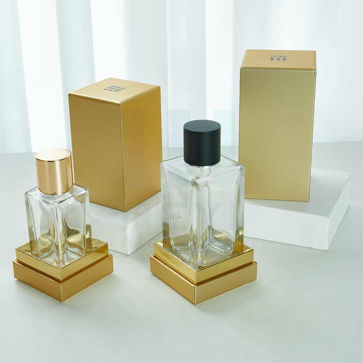50ml Black Glass Perfume Bottle with Magnetic Cap and Black Tube Box for Premium Perfume Packaging