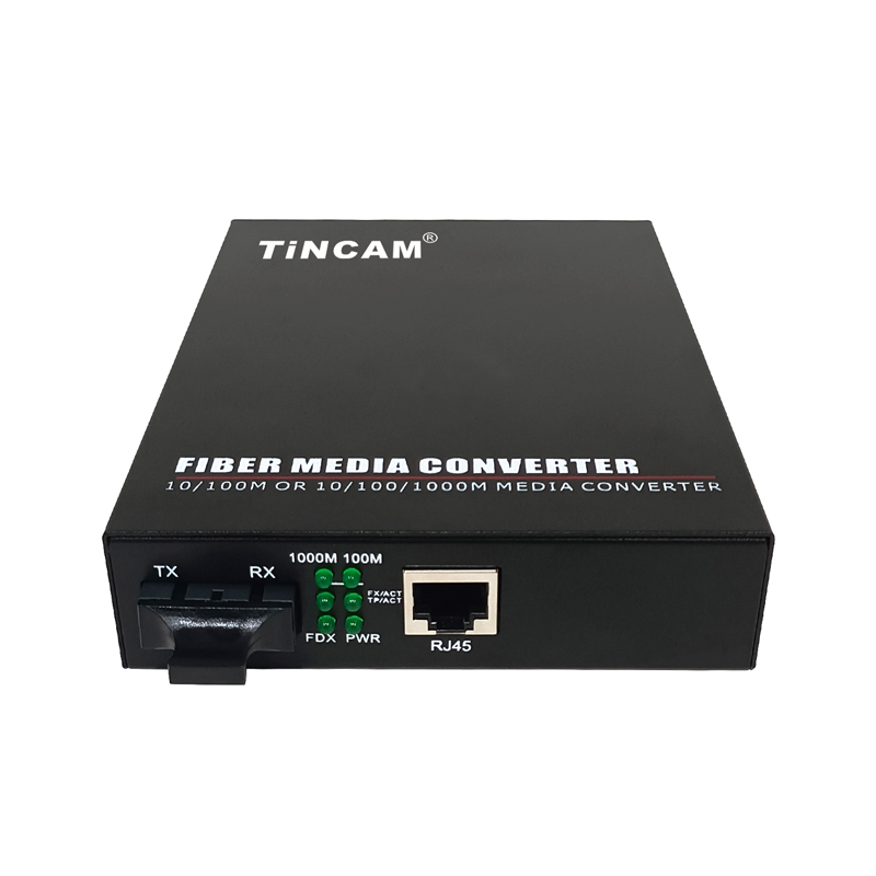 TiNCAM 10/100/1000M single mode dual fiber SC 20km Internal power supply Fiber Media Converter