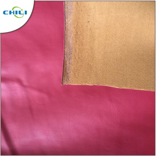 Red PU Leather Fabric , Leather Like Material High Elasticity Wear Resistant