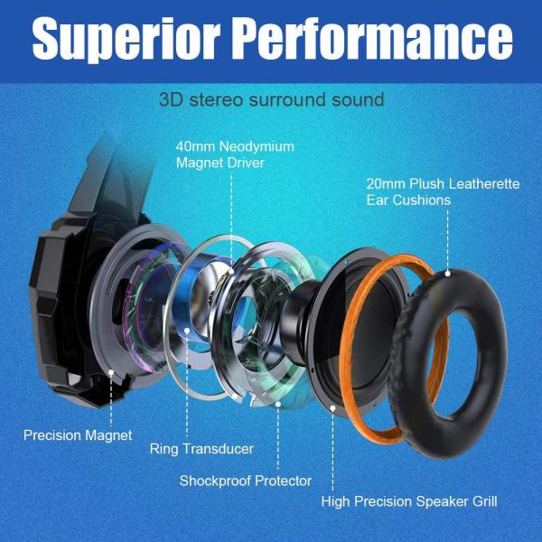 Waterproof USB Noise Canceling LED Gaming Headset Headphone With Mic For XBOX PS4