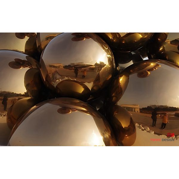 1 Color Print Method Sculpture with Stainless Steel Metal Balls and Mirror Technology