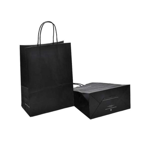 Eco Friendly Carrier White Black Kraft Paper Shopping Bags With Logo