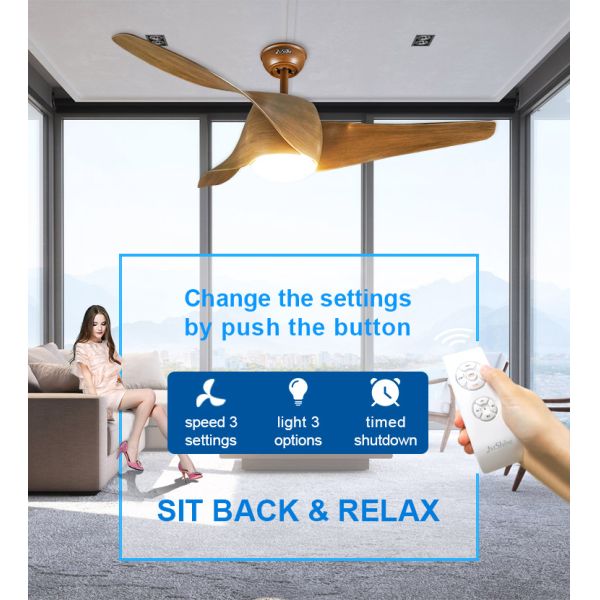 132cm 3 lâminas ABS Ventilador de teto de baixo ruído para casa / hotel / escritório Material do corpo da lâmpada de metal