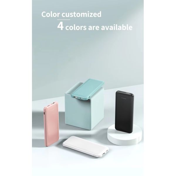 5V 2A Custom Logo Slim Mini Power Bank 5000mAh Mobile Charger Pink PowerBank Promotional Gift