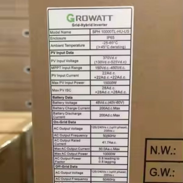 Growatt Inverters 10Kw 12Kw Split Phase Off Grid Hybrid Pure Sine Wave Inverter