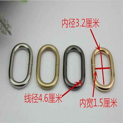 High quality cheap 32 mm anti brass color oval shape iron wire ring for bag making making and fitting