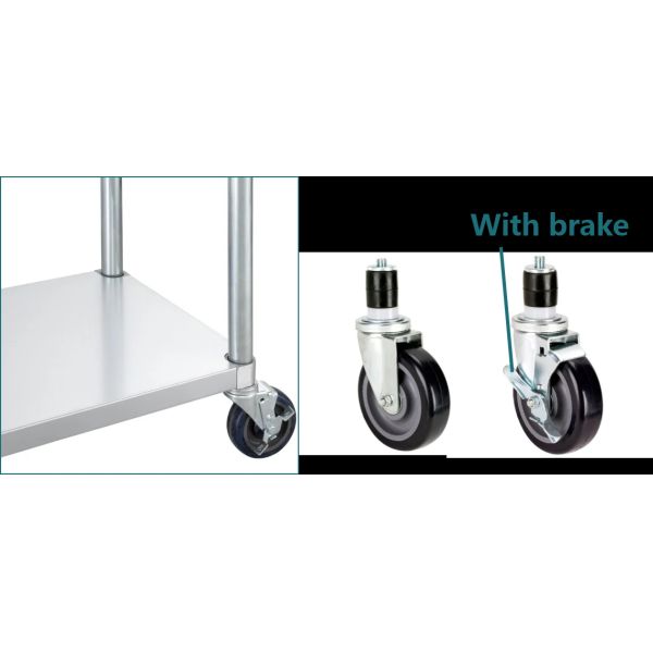 OEM 3-слойный столик из нержавеющей стали с колесами