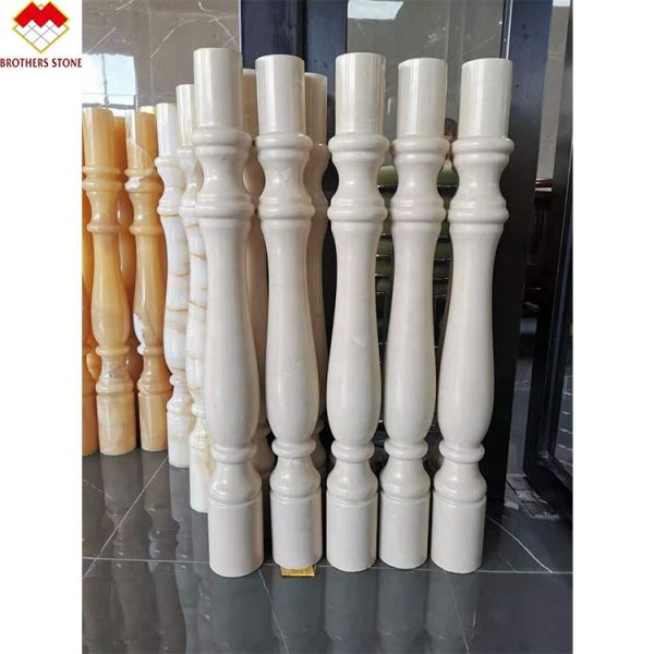 Standard or Customized Size White Onyx Marble Alabaster Stair Baluster for Luxury Homes