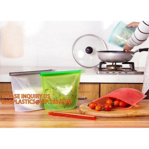 Reusable Silicone Plastic Packaging Food Zip Silicon Freezer Fresh Vegetable Storage Bags,Zip Lock Sandwich Vacuum Silic
