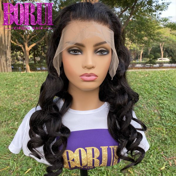 13x6 Loose Wave Human Hair 180% Density Swiss Lace Frontal Wigs