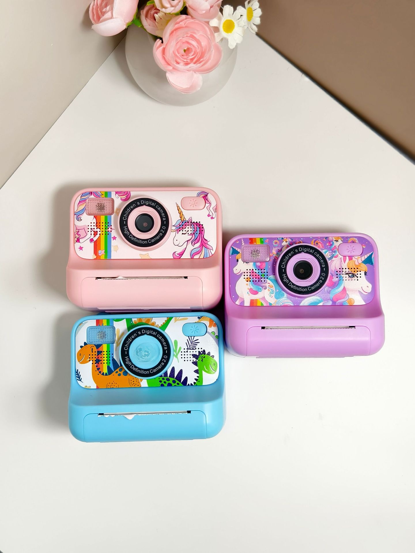 Instant Print Children's Digital Thermal Mini Camera with CMOS Sensor MicroSD Plastic 4K Video 2.4