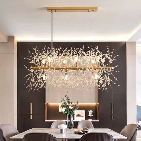 luxury round hanging fixture firework pendant lights led lighting modern glass crystal sputnik chandeliers