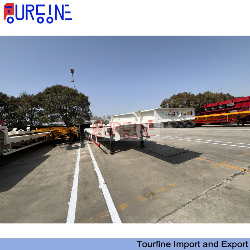 3 Axle 70 Ton Low Bed Semi Trailer For Excavator And Wheel Loader Transport