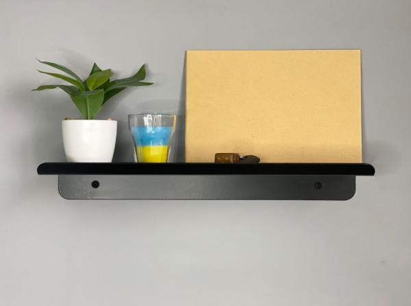 Estante decorativo de montagem na parede Estante flutuante de metal preto para armazenamento de quarto ou cozinha