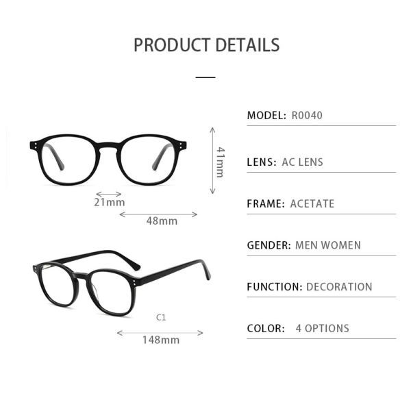 Черные стекла рамки ацетата Tortoiseshell оптически вокруг лоснистой черноты