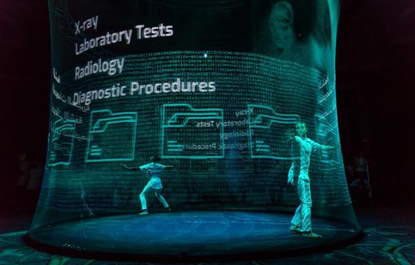 La vidéo faite sur commande de HD a basé le système de projection 3d olographe pour la présentation d'hologramme