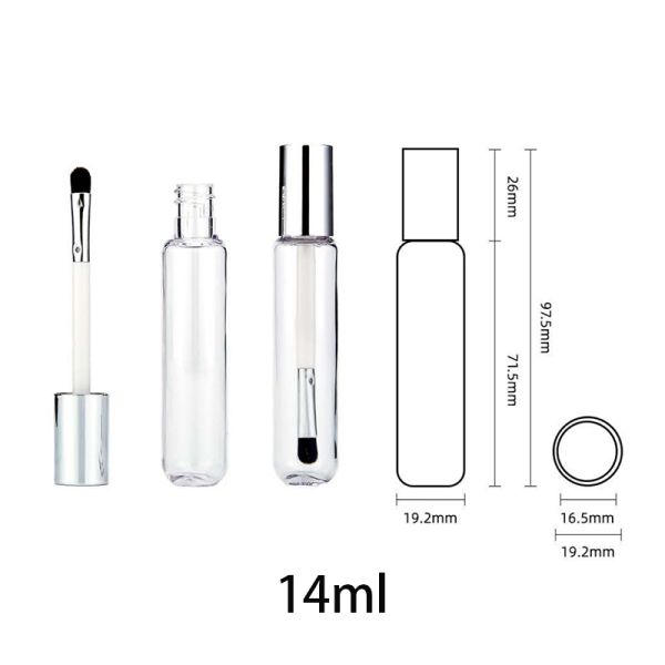 11ml 14ml Concealer Lip Gloss White Plastic Empty Tube with Fine Brush for Blush Highlighter Foundation