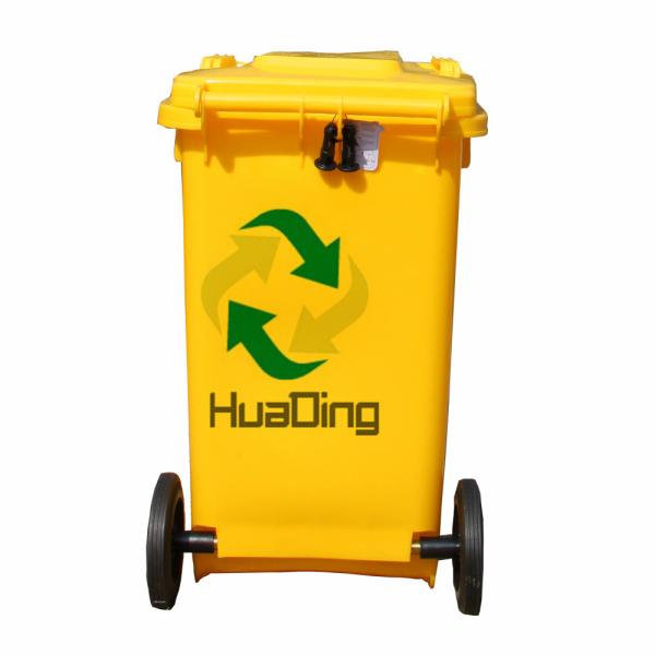 China Supplier Outdoor 240L Yellow Dustbins Plastic Garbage Bin Waste Bins, Trash bins, Trash Can For Sale