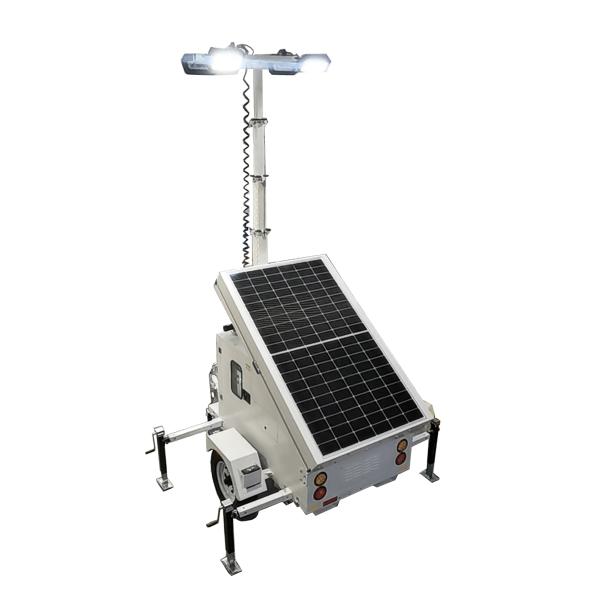 Remolque de luz de vigilancia solar Torre de luz con cámara solar con 3 paneles solares de 460 W para obras de construcción