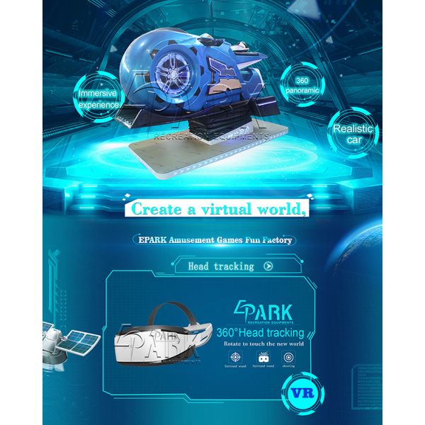 9D Virtual Reality Car Driving Simulator Motorcycle Sheet Metal , Fiberglass Material