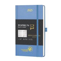 Agenda 2023 semanal azul da personalização do planejador de Poprun da tampa dura para o estudante