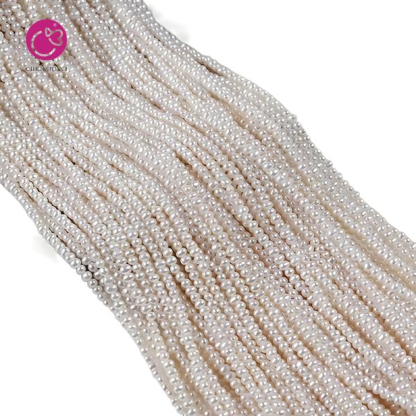 2mm 3mm Natural Cream Freshwater Pearl Stone Rice Beads Strand Wholesale Stone Pearls Factory Jewelry Making Loose Jewelry